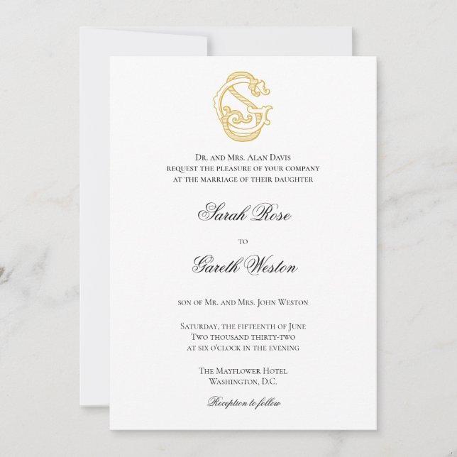 SG Monogramme ou GS Monogramme Invitations de mari (Devant)