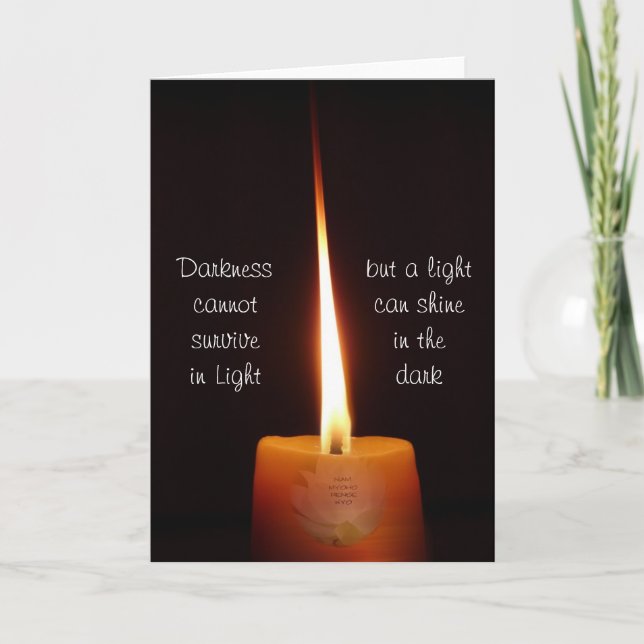 SGI Buddhistische Karte mit Lotus Candle und NMRK (Vorderseite)