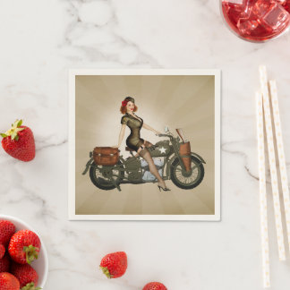 Sgt Davidson Army Motorrad Pinup Danke Karte Serviette