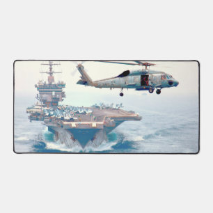 SH-60F OCEAN HAWK und US AIRCRAFT CARRIER Schreibtischunterlage