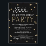 Sha Überraschung Geburtstagsparty Imitate Glitzer  Einladung<br><div class="desc">Diese schicke und stilvolle Überraschung-Geburtstagsparty lädt mit einem eleganten Imitat Gold Glitzer Confetti-Thema und moderner Typografie ein, die für jedes Alter gut geeignet ist. Anpassen der Hintergrundfarbe. *Bitte beachten Sie, dass es sich nicht um den eigentlichen Glitzer handelt und der Ausdruck flach ist. Wählen Sie für eine noch unvergesslichere Einladung...</div>
