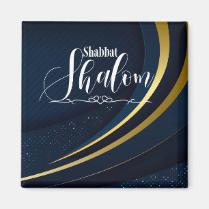 Shabbat Schalom Blau Gold Linien geometrischer Str Magnet
