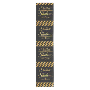 Shabbat Schalom jüdische Judaica Gold Schwarz Luxu Kurzer Tischläufer