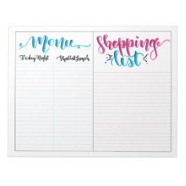 Shabbat Shabbos Menü Shopping List Notepad Notizblock