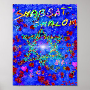 Shabbat Shalom-Blume Poster