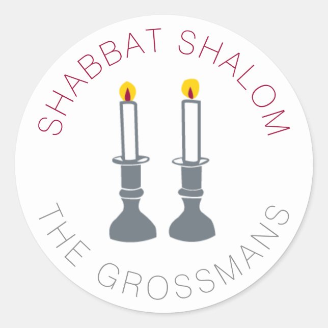 Shabbat Shalom Candles Custom Stickers (Vorderseite)