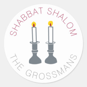 Shabbat Shalom Candles Custom Stickers