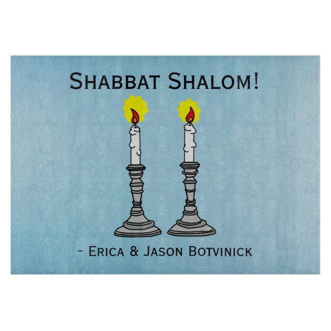 Shabbat Shalom Candles Glass Schneidebrett (Vorderseite)