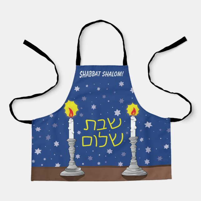 Shabbat Shalom Candles - Kleine Schürze (Vorderseite)