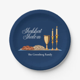 Shabbat Shalom Custom Blue Sabbat Dinner Pappteller