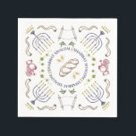 Shabbat Shalom Traditioneller Cocktail Napkins Serviette<br><div class="desc">Eklectisches biblisches Motiv-Muster auf Cocktailservietten.</div>