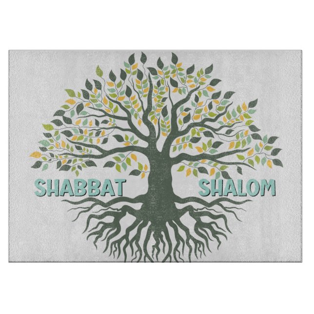 Shabbat Shalom Tree of Life Challah Schneidebrett (Vorderseite)
