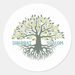 Shabbat Shalom Tree of Life Ez Hachaim Jüdischer Runder Aufkleber