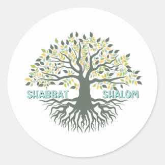 Shabbat Shalom Tree of Life Ez Hachaim Jüdischer Runder Aufkleber