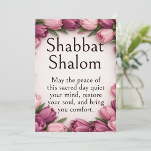 Shabbat Shalom, Violette Tulpen, Botanische Blumen Karte