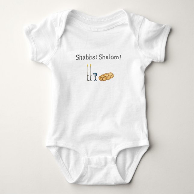 Shabbat Sketch Baby Bodysuit Strampler (Vorderseite)