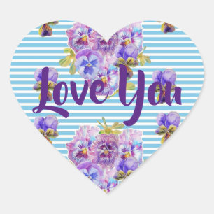 Shabby Baby Blue Stripe Blume Blumenkohl Liebe Herz-Aufkleber
