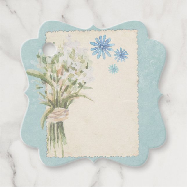 Shabby Blue Floral Collage Scrapbook Verschönerung Geschenkanhänger (Vorderseite)
