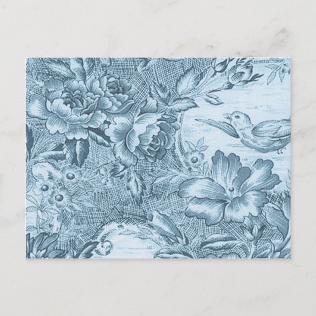 Shabby Blue French Toile Postkarte (Vorderseite)