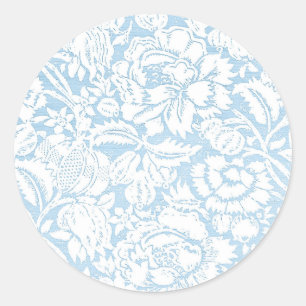 Shabby Blue French Toile Runder Aufkleber