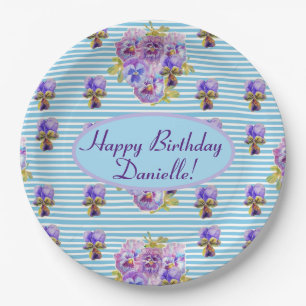 Shabby Blue Rose Blumenkohl Tee Party Lila Pappteller