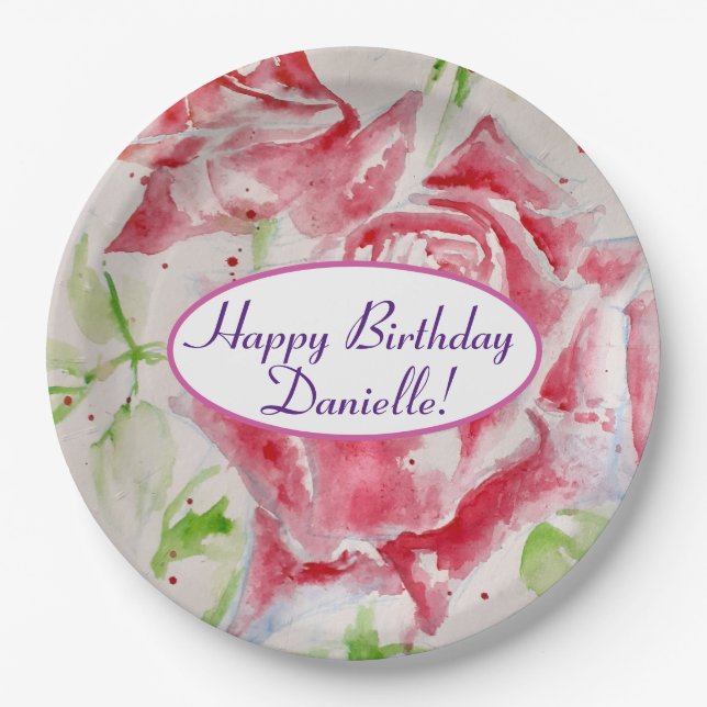 Shabby Blue Rose Blumenkohl Tee Party Lila Pappteller (Vorderseite)