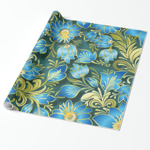 Shabby-Blume blau Geschenkpapier