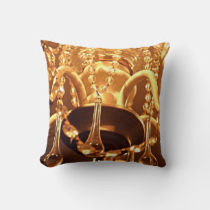 Shabby Chandelier Bling 1-Gold-Sq THROW PILLOW Kissen