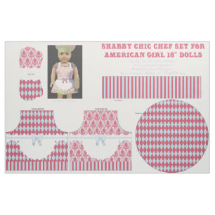 Shabby Chic 18" Puppenschnitt & Koch Set Rose Blau Stoff