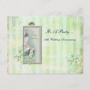 Shabby Chic 25. Hochzeits-Einladung Einladungspostkarte