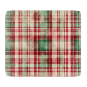 Shabby Chic abgenutzter Weihnachts-Tartan Schneidebrett