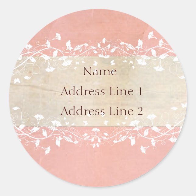 Shabby Chic-Adressen-Etiketten Runder Aufkleber (Vorderseite)