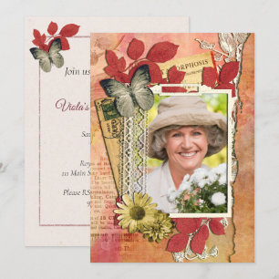 Shabby Chic Anniversaire Fête Invitation