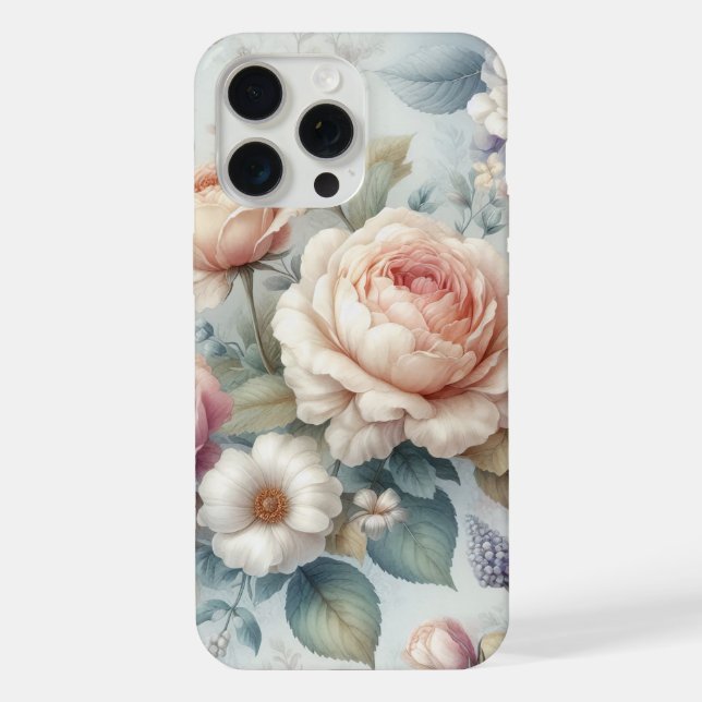 Shabby Chic Antike Rose iPhone 15 Pro Max Hülle (Rückseite)