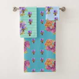 Shabby Chic Aquamarine Rose Blumenstrauß Blume Han Badhandtuch Set
