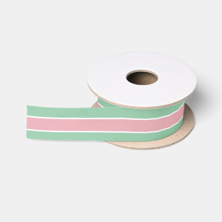 Shabby Chic-aquamarines u. rosa gestreiftes Satinband