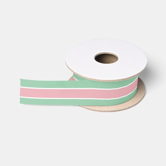 Shabby Chic-aquamarines u. rosa gestreiftes Satinband (Spule)