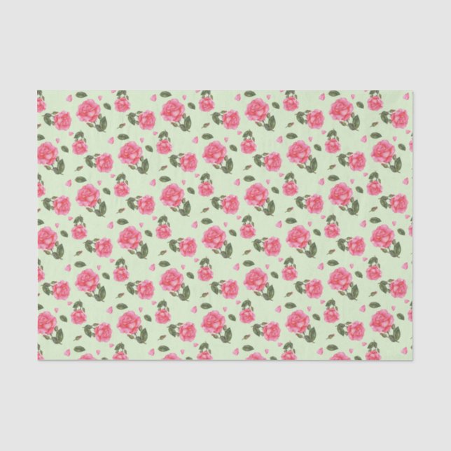 Shabby Chic Aquarell Rosa Rosa Blumendesign Seidenpapier (Vorderseite)