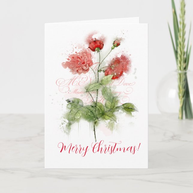 Shabby Chic Aquarell Rose Grußkarte Karte (Vorderseite)