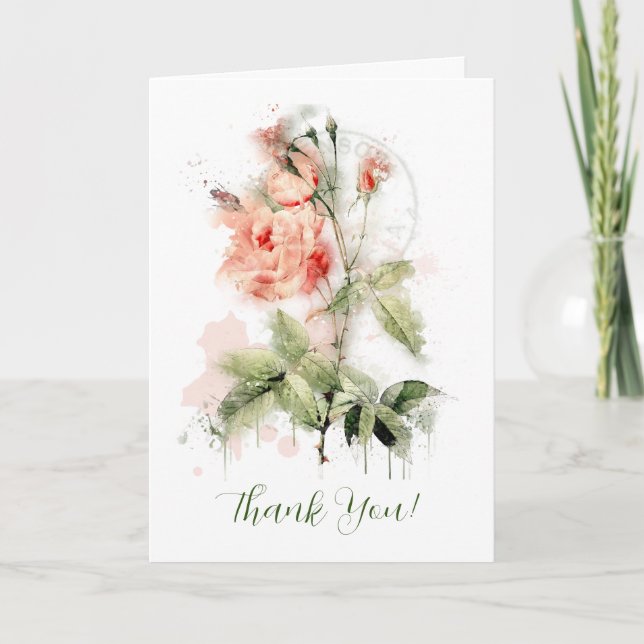 Shabby Chic Aquarell Rose Grußkarte Karte (Vorderseite)