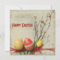 Shabby Chic Aquarell Rot und Gelb Easer Eier