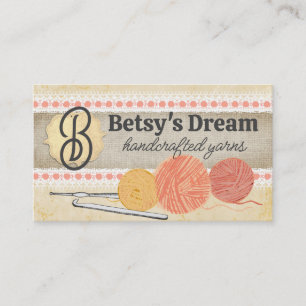 Shabby Chic aus handgezogenen Garnkronen Visitenkarte