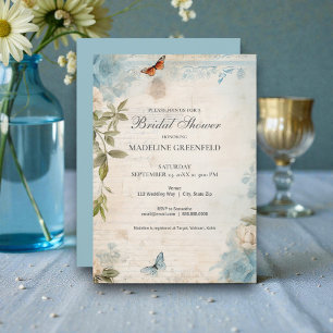 Shabby Chic Baby Blau Florales Brautbad Einladung
