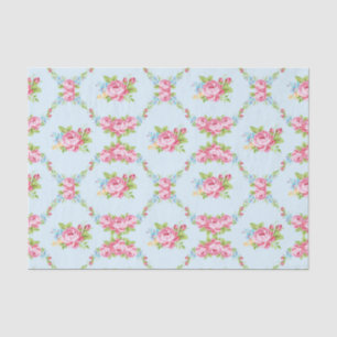 Shabby Chic, Baby blau, rote Rosen, viktorianisch, Seidenpapier