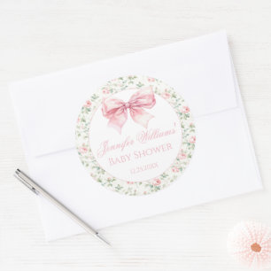 Shabby chic baby shower arc rose merci sticker