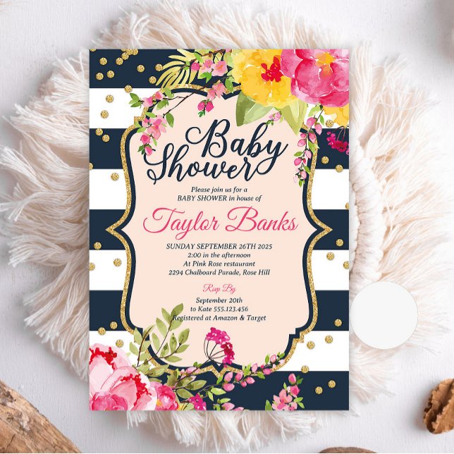 Shabby Chic Baby shower Invitation | Floral (Créateur téléchargé)