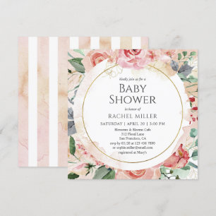 Shabby Chic Babydusche Wasserfarben Einladung