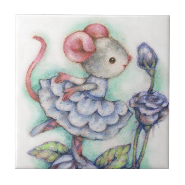 Shabby Chic-Ballerina-Mäusemädchen-Tänzer-Bonbon Fliese (Vorderseite)