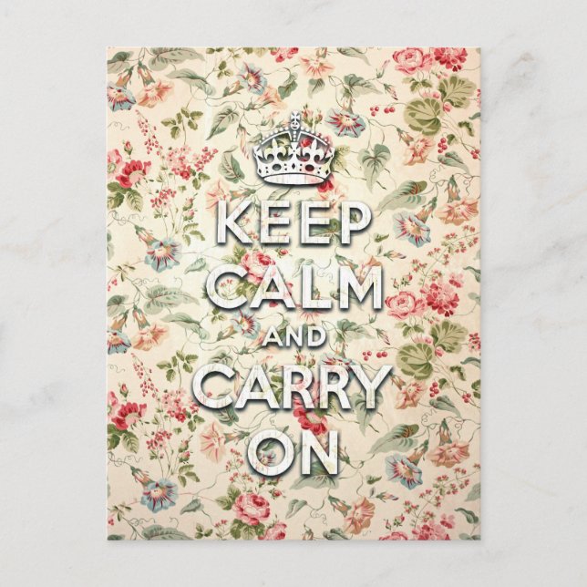 Shabby Chic behalte Ruhe und setzt fort Postkarte (Vorderseite)