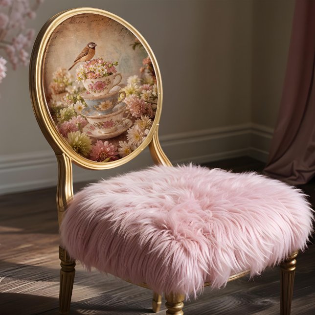 Shabby Chic Bird Teacys Dekoupage Tissue Paper Seidenpapier (This is a mockup, this design may appear larger/smaller on your decoupage piece.)